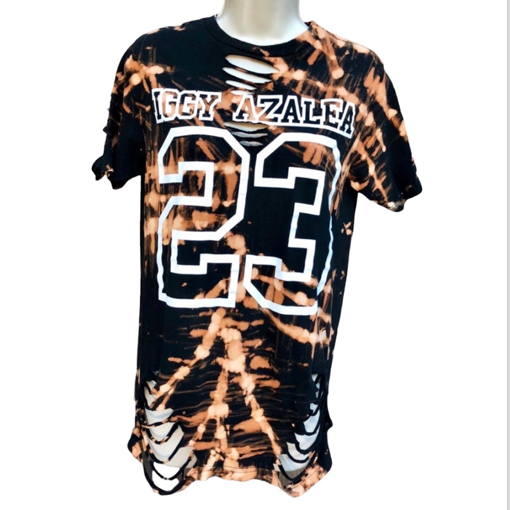 Custom IGGY AZALEA Bleached Distressed Tee - Picture 6 of 6